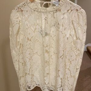 Mare Mare for Anthropologie Ivory Lace long sleeve blouse, size L